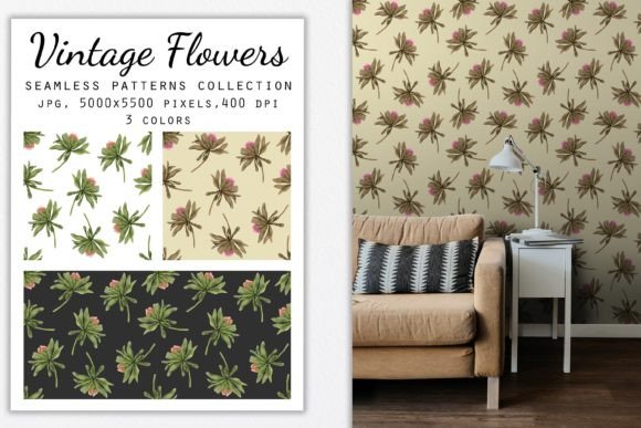 Aster Flowers Seamless Patterns Set