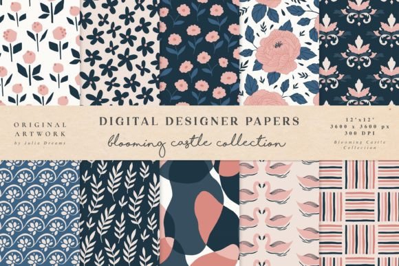 Blooming Castle Seamless Patterns Flower