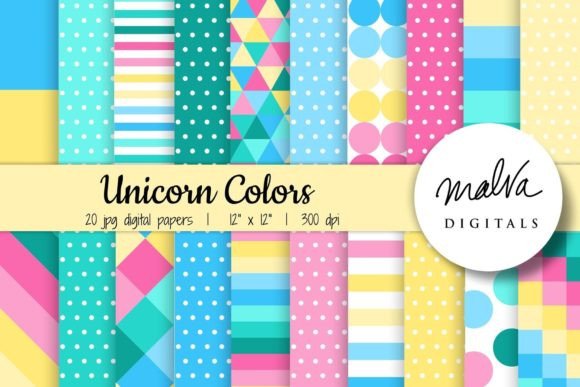Bright Unicorn Colors Geometric Patterns