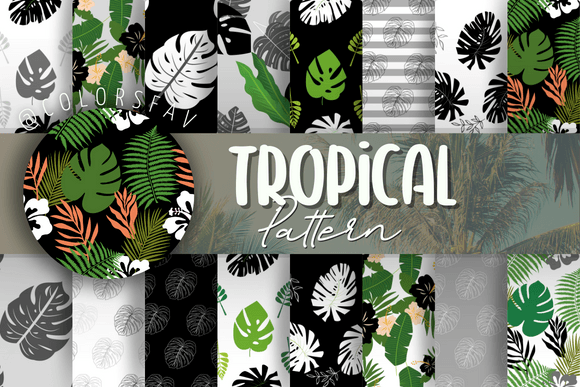 Dark Tropical Seamless Patterns Bundle