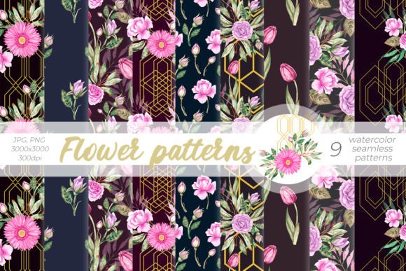 Flower Patterns, Watercolor Patterns