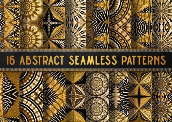 Gold White Black Boho Abstract Patterns