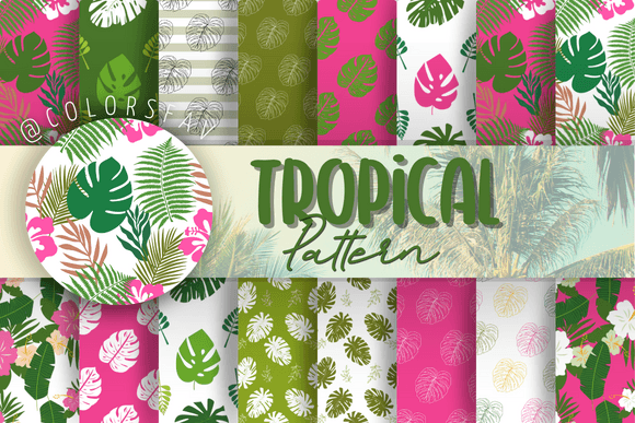 Green Tropical Seamless Patterns Bundle