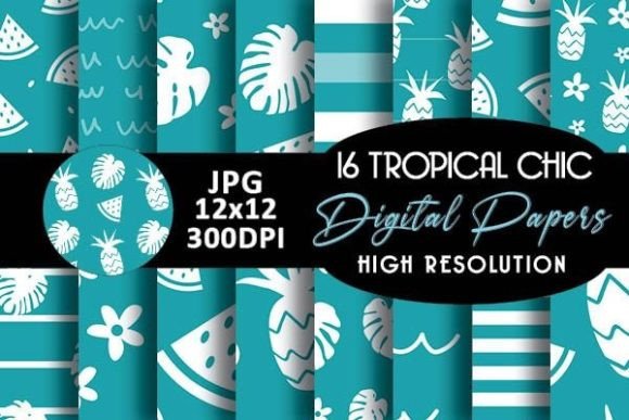 Mint Chic Tropical Digital Patterns: A Versatile Design Resource for Modern Creative Workflows