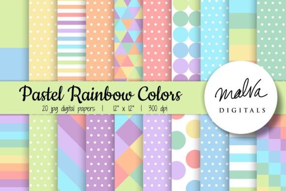Pastel Rainbow Geometric Patterns