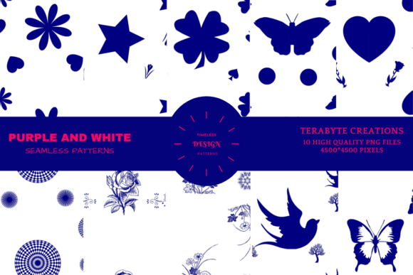 Purple and White Seamless Patterns