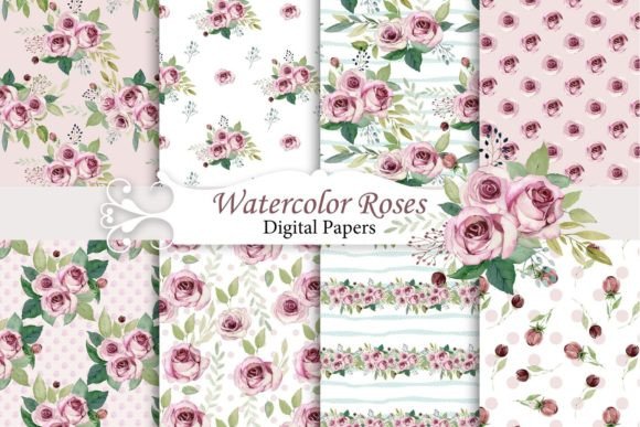 Seamless Patterns with Pink Roses