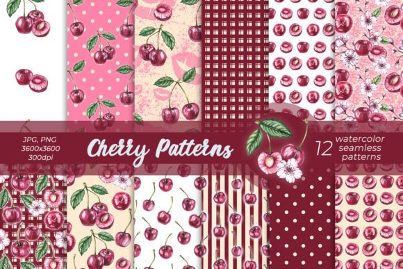 Watercolor Cherry Patterns: Seamless, Versatile, and Ready for Real Creative Work