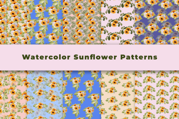 Watercolor Sunflower Patterns