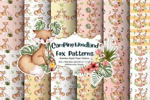 Watercolor Woodland Fox Seamless Paper Patterns: A Versatile Toolkit for Creative Projects