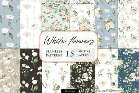 White Flower Seamless Patterns: Elegant, Versatile Digital Resources for Creative Projects